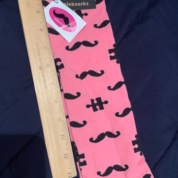 A brand new with tags pair of pink socks with mustache - Picture 3 of 7
